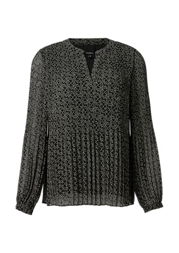 comma Plissierte Bluse aus Chiffon mit Logomuster schwarz 34 von comma