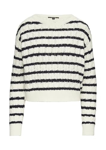 comma Pullover mit Zopfmuster und Streifen von Comma