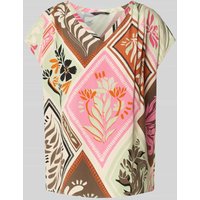 comma Regular Fit Blusenshirt mit V-Ausschnitt in Pink, Größe 40 von comma