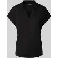 comma Regular Fit Poloshirt aus Viskose-Leinen-Mix in Black, Größe 40 von comma