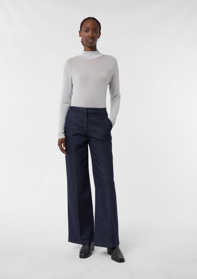comma Regular-fit-Jeans Jeans-Hose Cleane Dark Denim mit weitem Bein (1-tlg) von comma