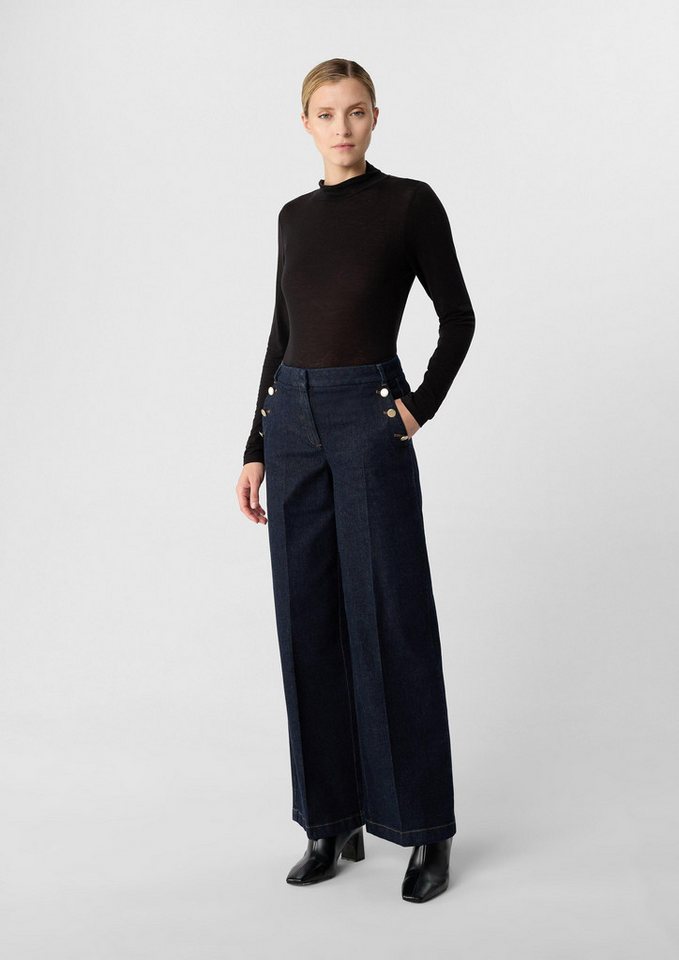 comma Regular-fit-Jeans Jeans-Hose Wide-Leg-Jeans mit Zierknöpfen von comma