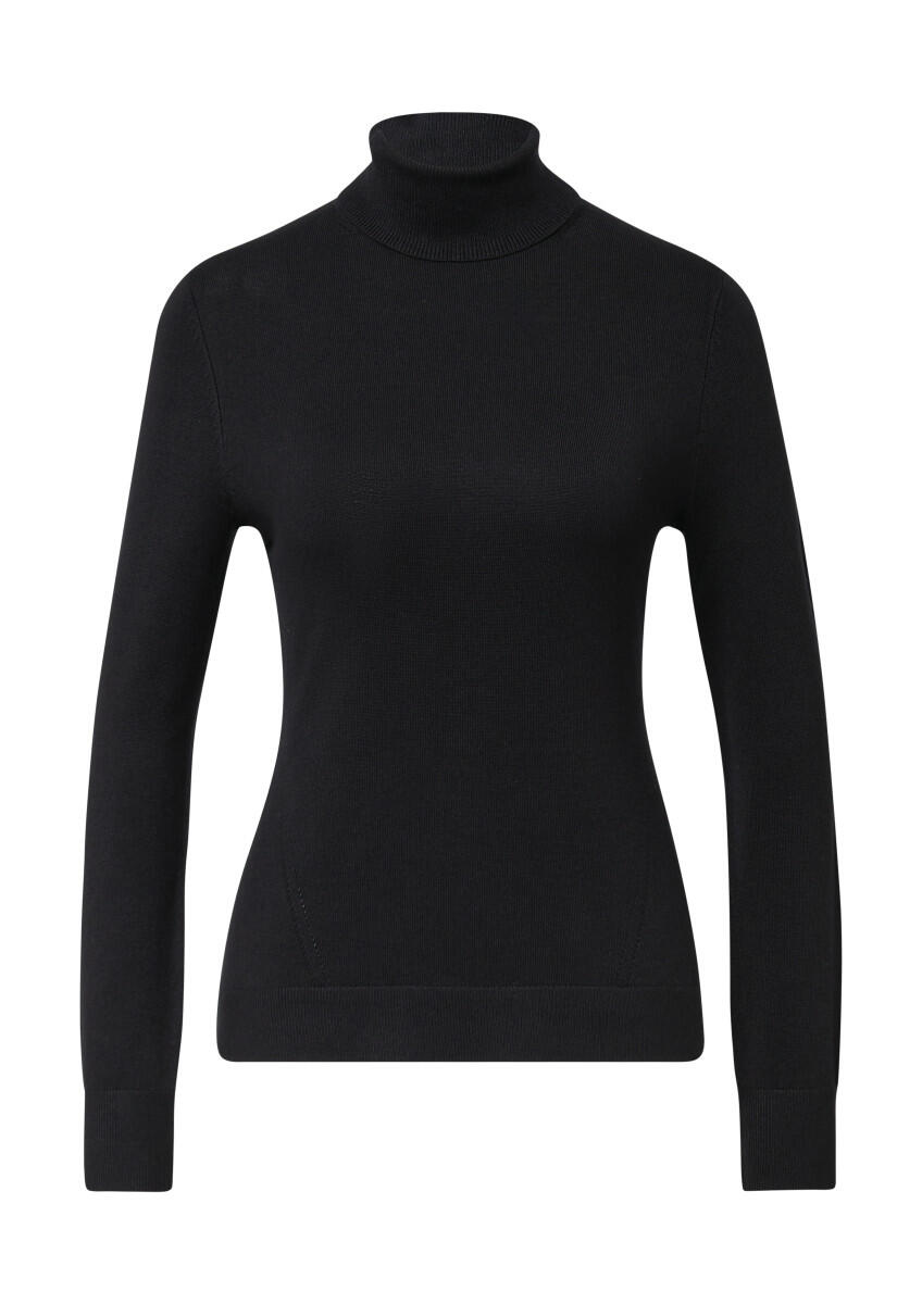 comma - Rollkragenpullover im Slim Fit mit Ärmelschlitzen schwarz - Gr. - 34 von comma