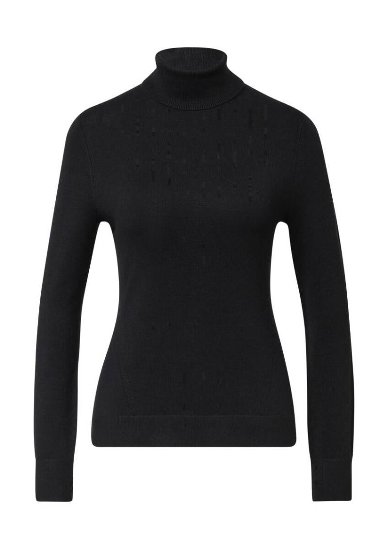 comma - Rollkragenpullover im Slim Fit mit Ärmelschlitzen schwarz - Gr. - 34 von comma