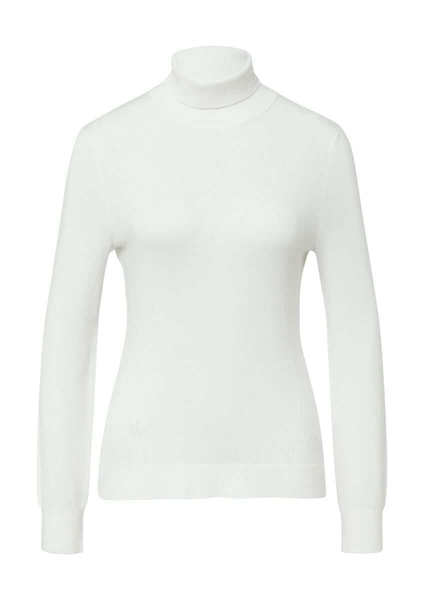 comma - Rollkragenpullover im Slim Fit mit Ärmelschlitzen weiß - Gr. - 42 von comma