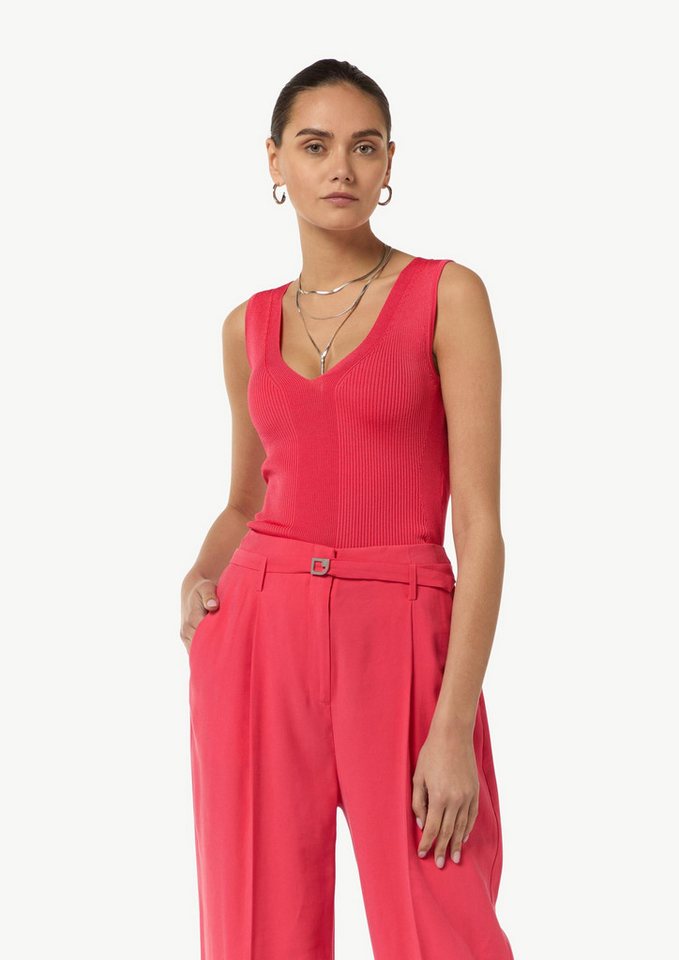 comma Rundhalspullover Strickpullunder Strickpullunder aus Viskosemix von comma