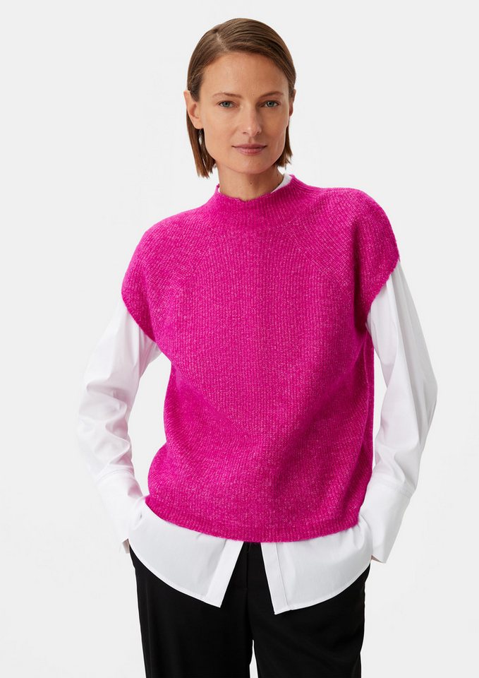 comma Rundhalspullover Strickpullunder Strickpullunder mit Alpakawolle von comma