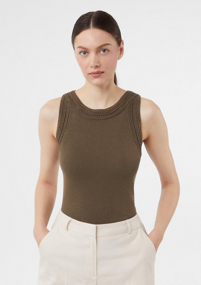 comma Rundhalspullover Strickpullunder Weiches Strick-Top mit Ajourmuster von comma