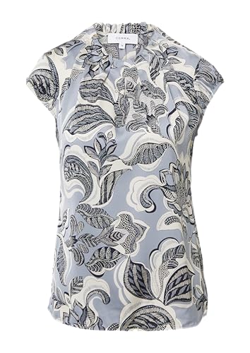 comma Satinbluse mit Raffung und All-Over-Print hellblau 44 von Comma
