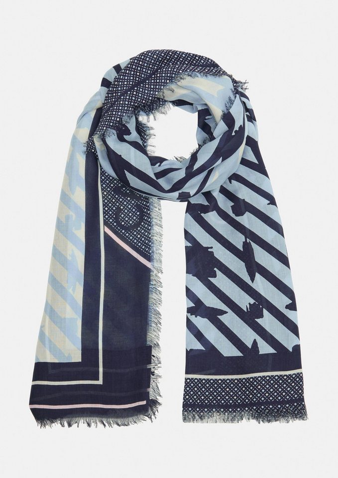 comma Schal Tuch, Fließender Twill-Schal aus Modal mit Fransen und abstraktem Muster von comma