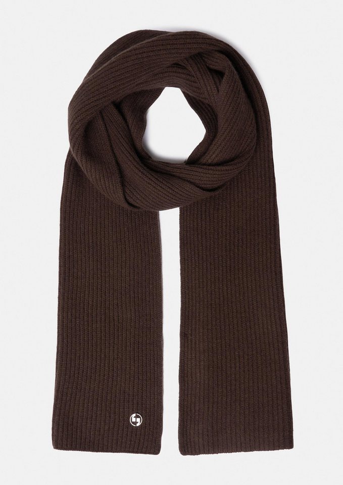 comma Schal Tuch, Strickschal aus Wolle mit Label-Emblem von comma