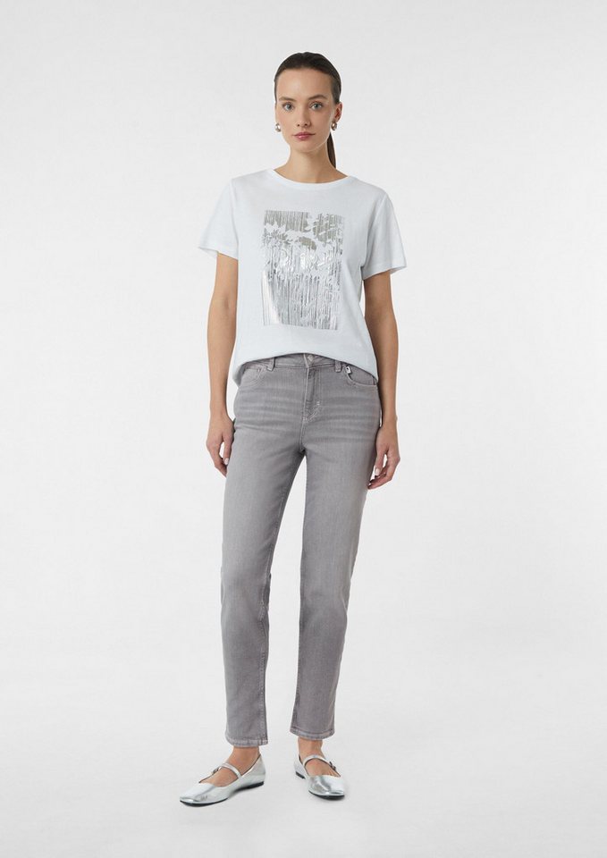 comma Slim-fit-Jeans Jeans-Hose Crop-Jeans im Slim Fit mit Kontrast-Nähten von comma