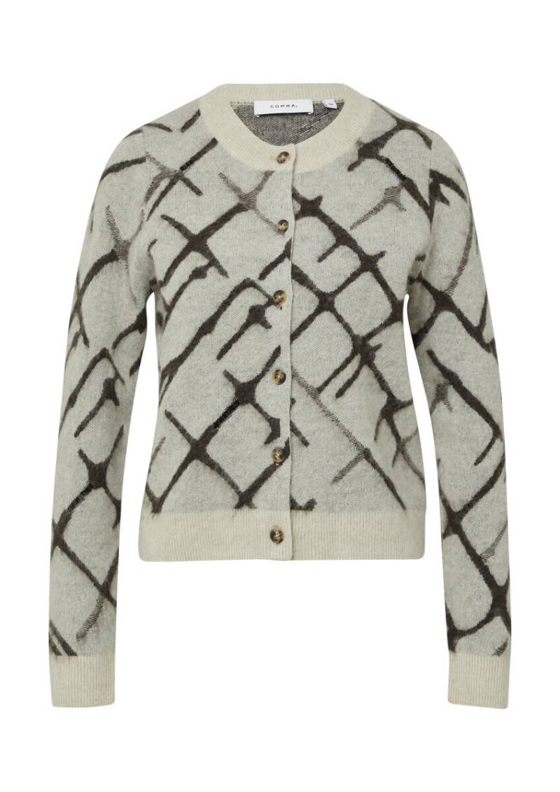 comma - Strickjacke aus gebürstetem Garn mit Stickerei beige - Gr. - 46 von comma