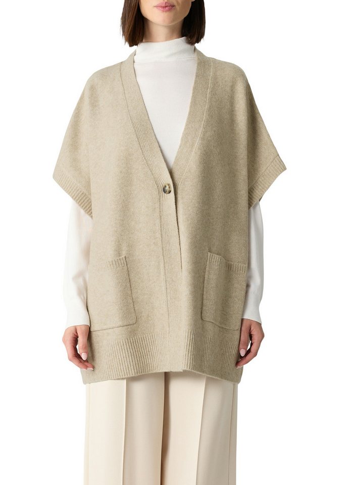 comma Strickjacke im Poncho-Style mit 1-Knopf-Verschluss von comma