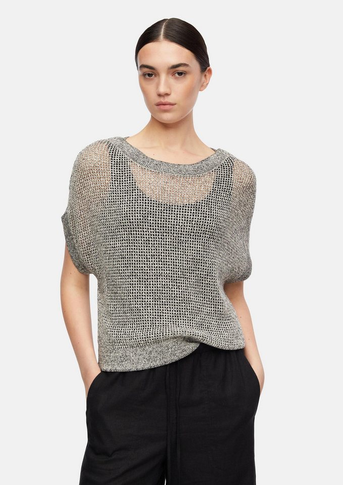 comma Kurzarmpullover Strickpullover Lockerer Pullover aus Ajourstrick von comma