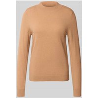 comma Strickpullover aus Wolle-Kaschmir-Mix mit Rundhalsausschnitt in Camel, Größe 42 von comma