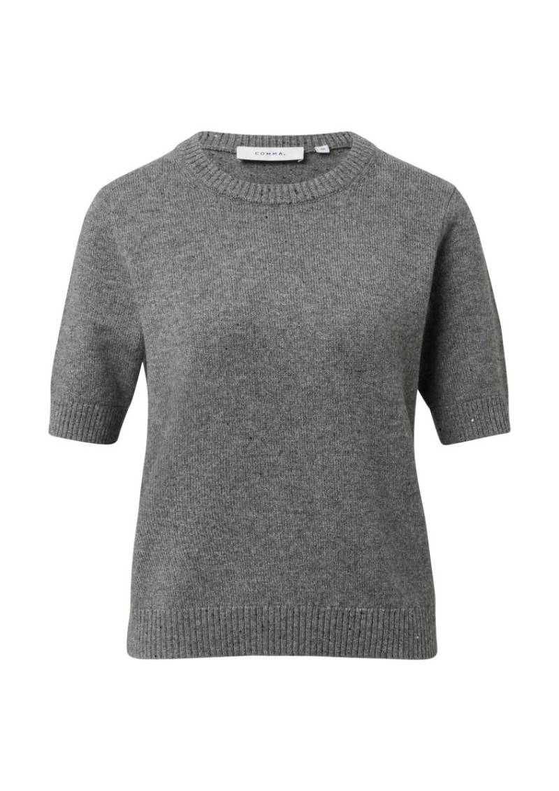 comma - Strickpullover aus Wollmix mit halbem Arm grau - Gr. - 38 von comma