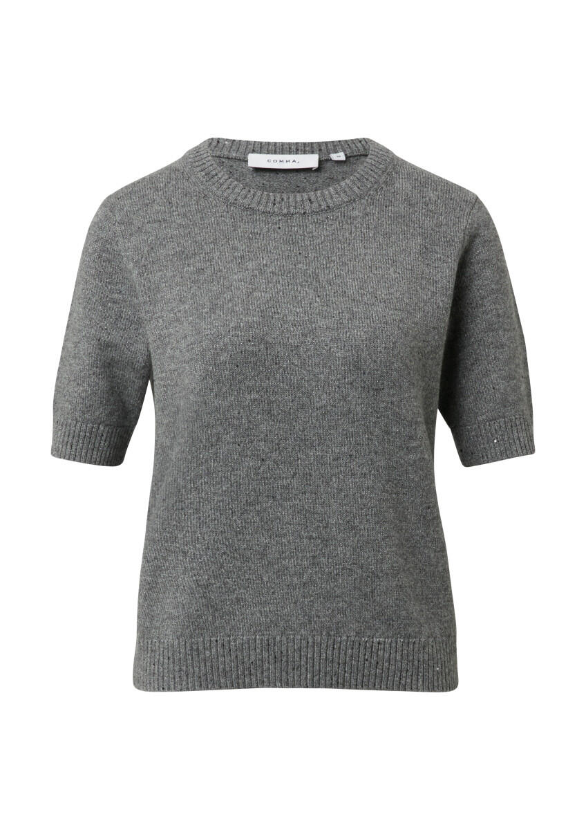 comma - Strickpullover aus Wollmix mit halbem Arm grau - Gr. - 46 von comma