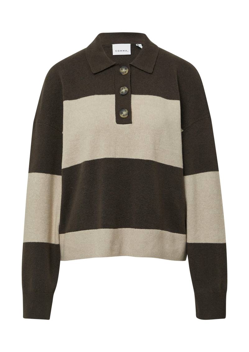 comma - Strickpullover braun|beige - Gr. - 36 von comma