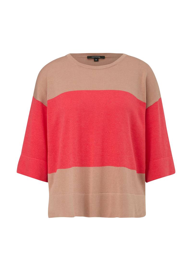 comma - Strickpullover braun|rot - Gr. - M von comma