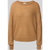 comma Strickpullover mit Paillettenbesatz in Camel, Größe 36 von comma