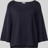 comma Strickpullover mit Rundhalsausschnitt in Dunkelblau, Größe M von comma