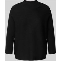 comma Strickpullover mit Stehkragen und 3/4-Arm in Black, Größe 42 von comma