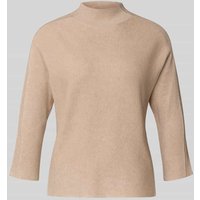 comma Strickpullover mit Stehkragen und 3/4-Arm in Sand, Größe 42 von comma