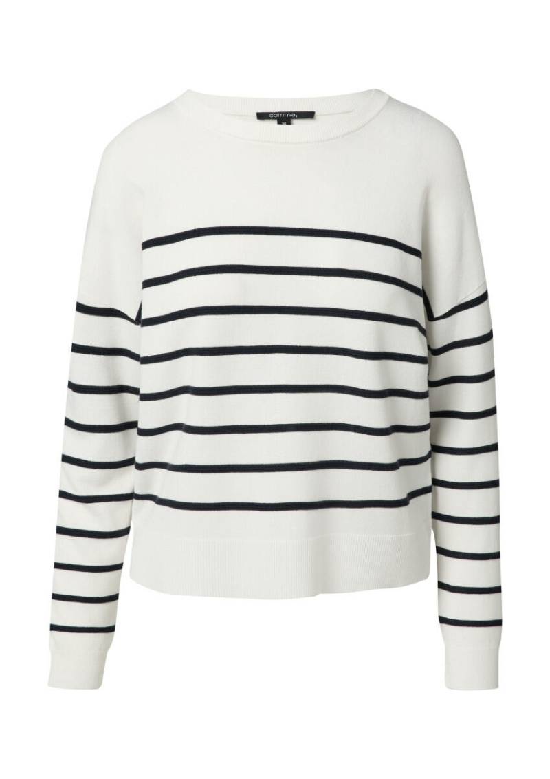 comma - Strickpullover mit Streifenmuster weiß - Gr. - 44 von comma