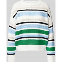 comma Strickpullover mit gerippten Abschlüssen in Offwhite, Größe L von comma