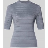 comma Strickpullover mit gerippten Abschlüssen in Rauchblau, Größe 40 von comma
