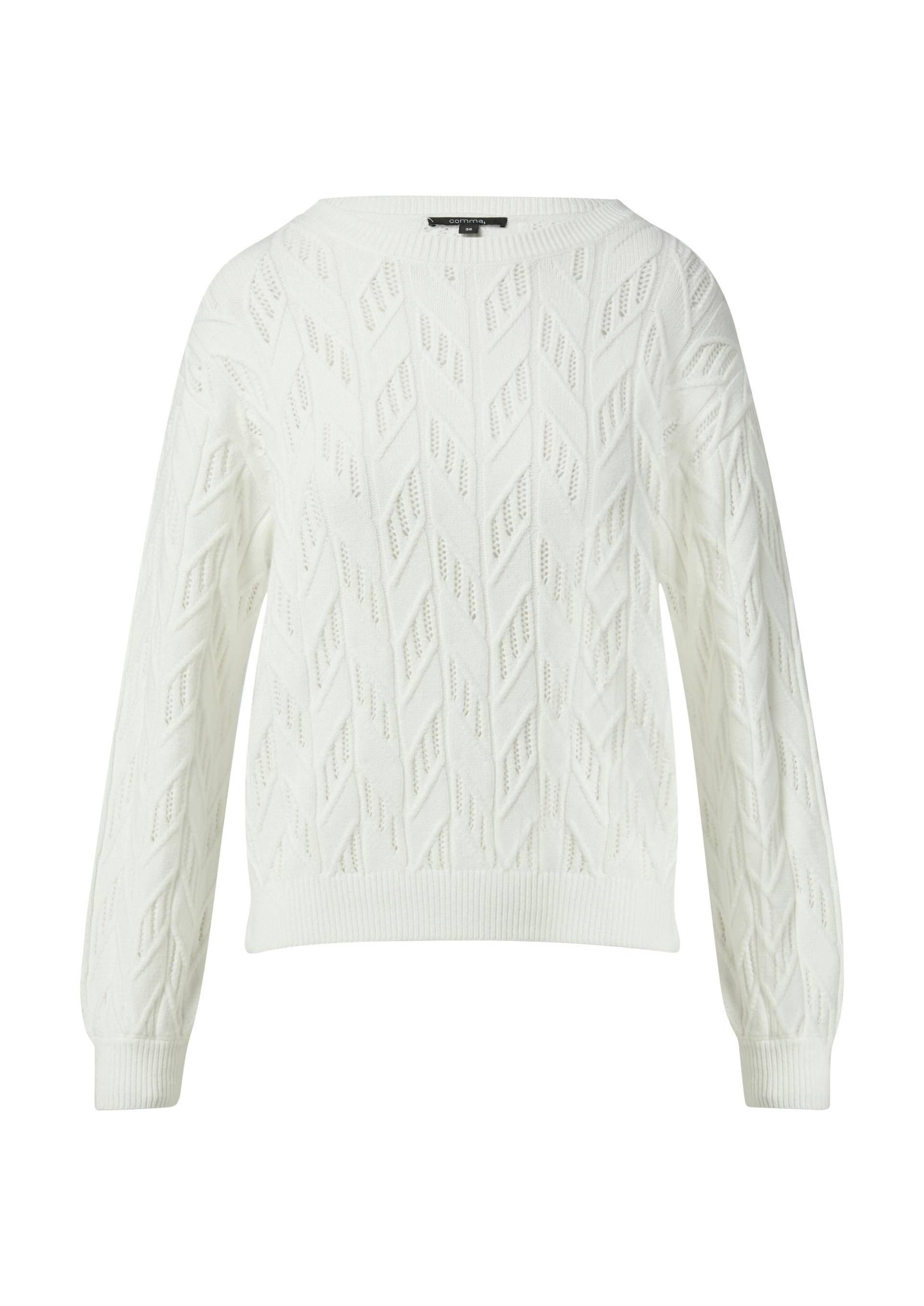 comma - Strickpullover weiß - Gr. - 38 von comma