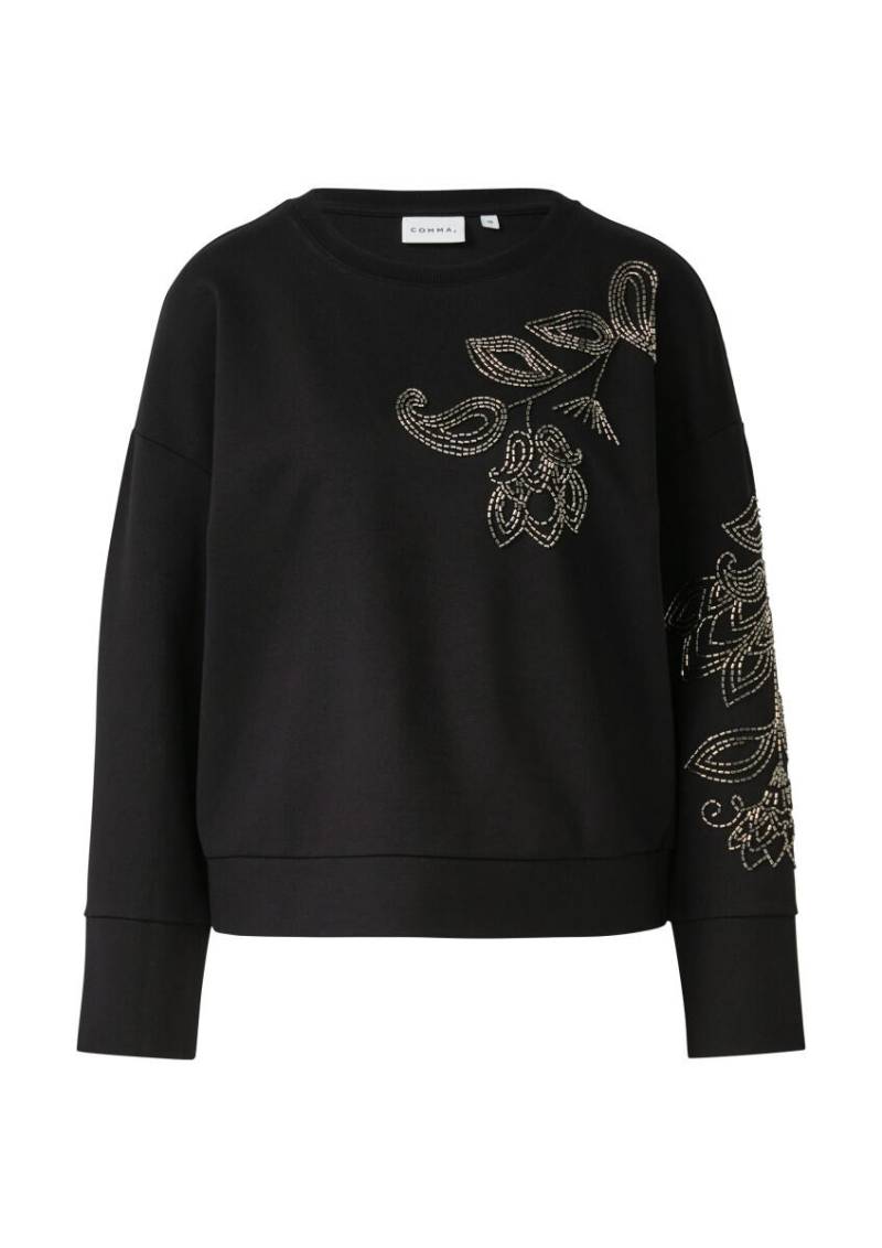 comma - Sweatshirt mit auffälliger Detailstickerei schwarz - Gr. - 38 von comma