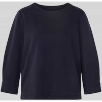 comma Sweatshirt mit geripptem Rundhalsausschnitt in Dunkelblau, Größe 38 von comma