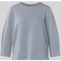 comma Sweatshirt mit geripptem Rundhalsausschnitt in Rauchblau, Größe 40 von comma