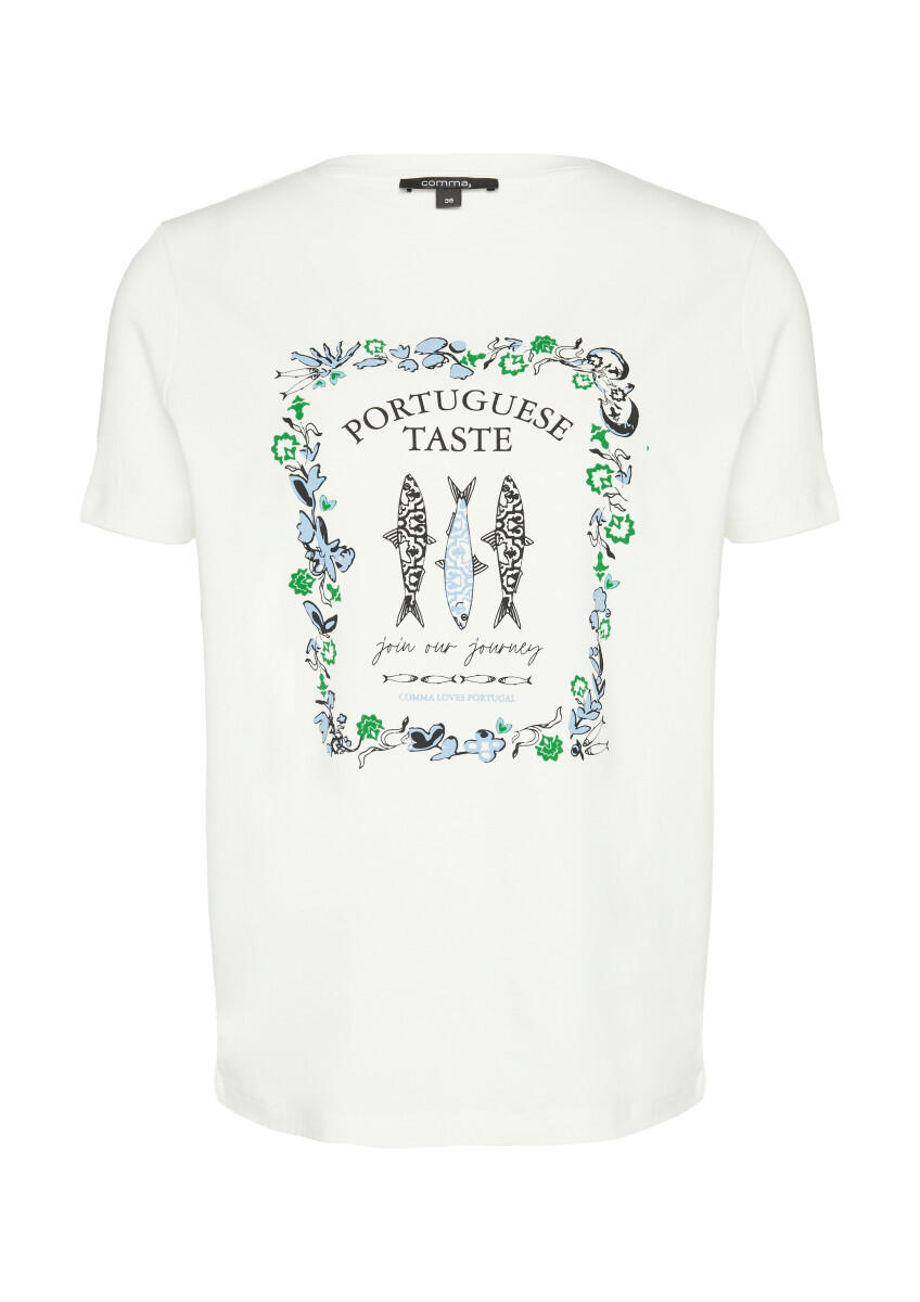 comma - T-Shirt aus Baumwollmix weiß - Gr. - 38 von comma