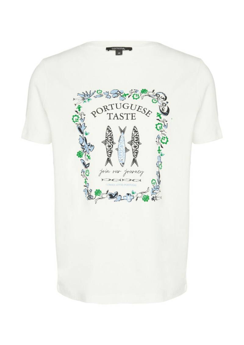 comma - T-Shirt aus Baumwollmix weiß - Gr. - 44 von comma