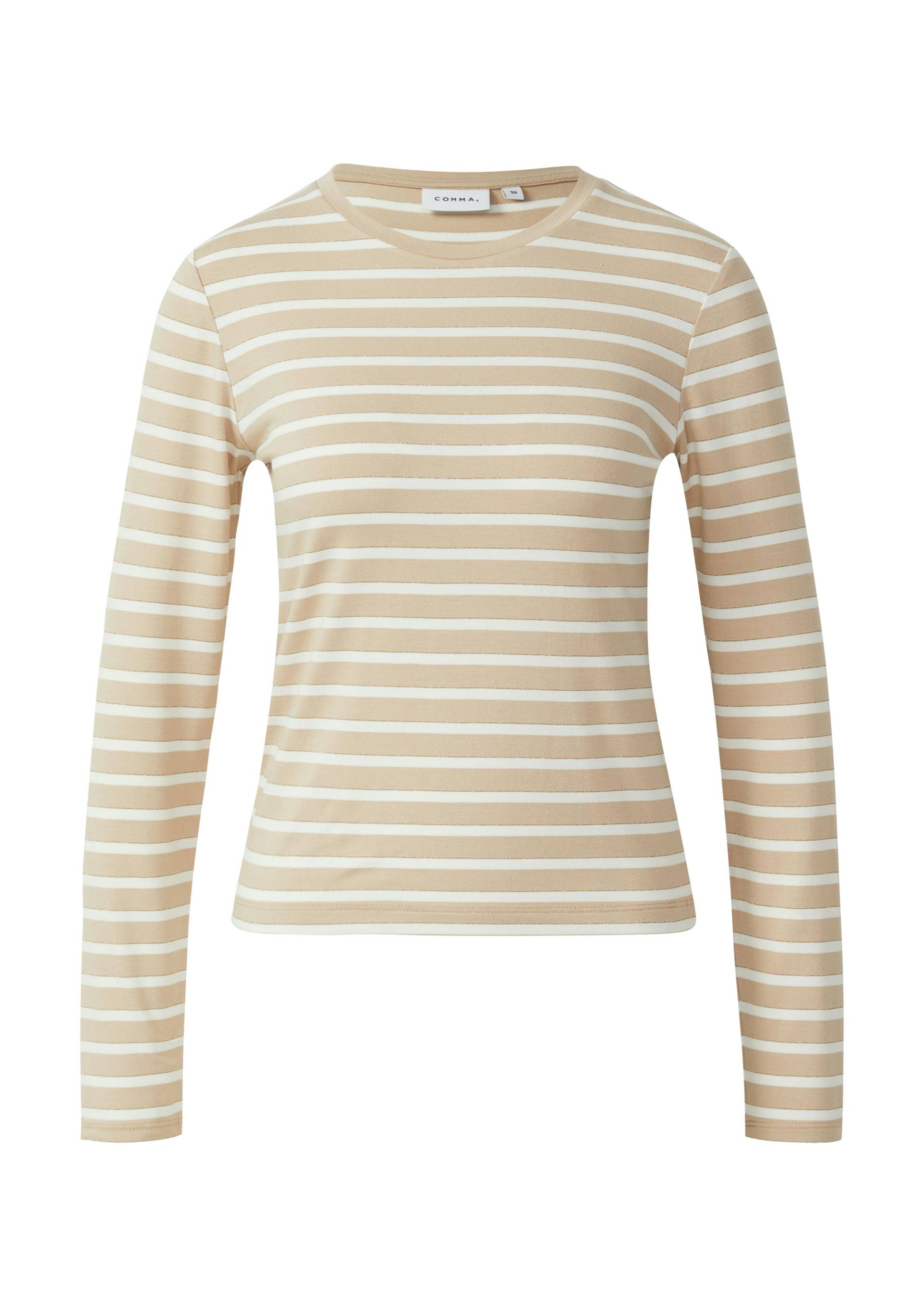 comma - T-Shirt beige|weiß - Gr. - 42 von comma