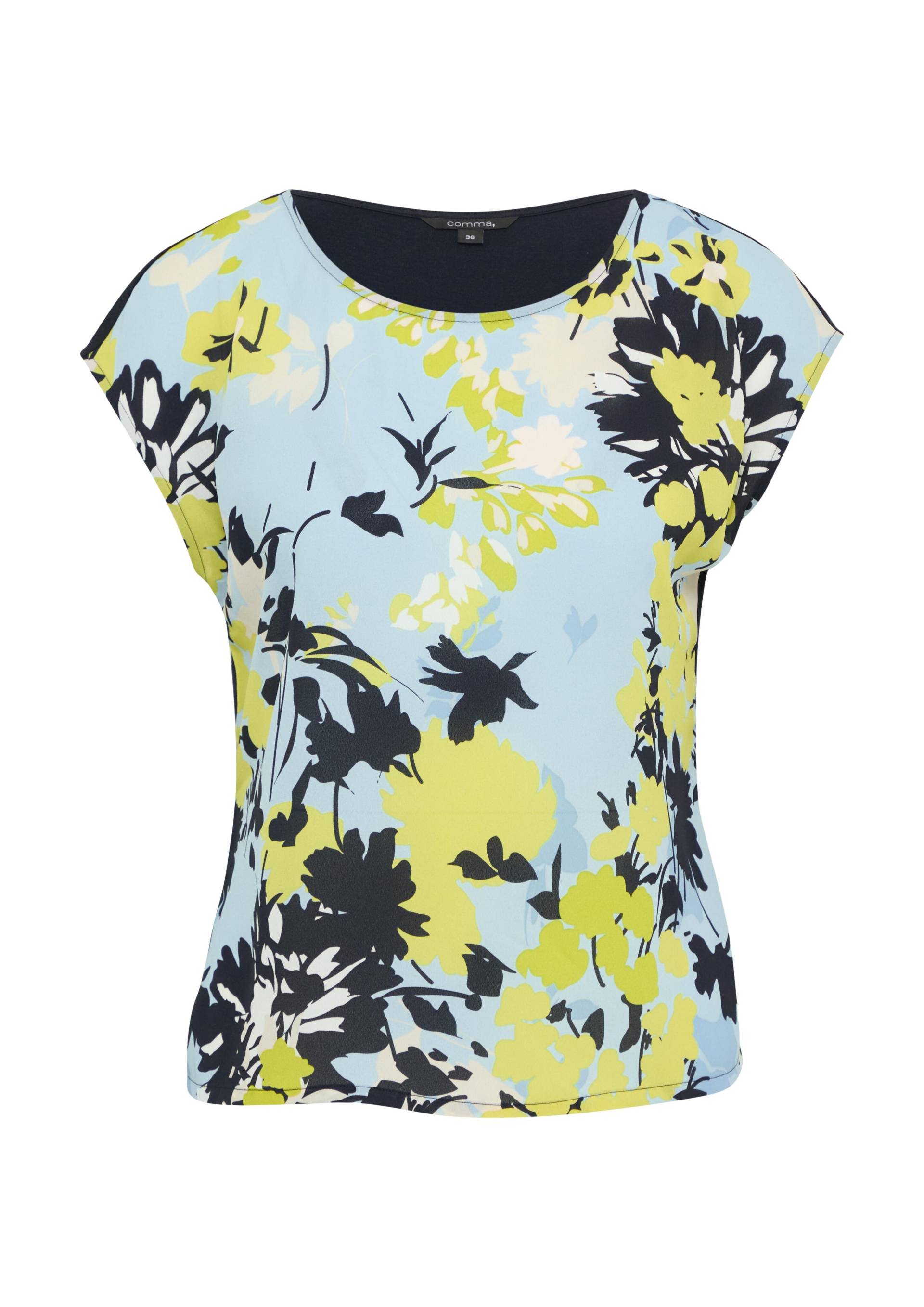 comma - T-Shirt blau|gelb - Gr. - 42 von comma