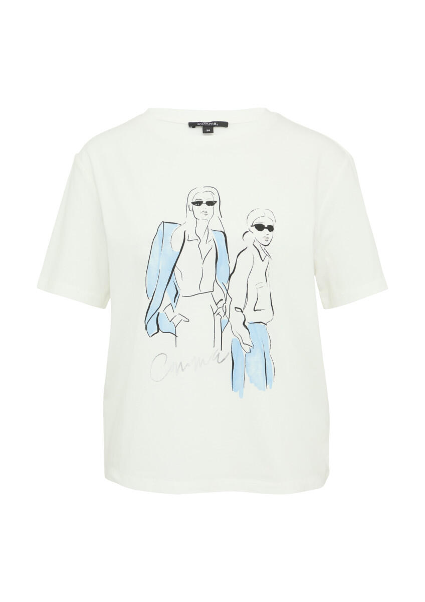 comma - T-Shirt im Relaxed Fit mit Frontprint weiß - Gr. - 38 von comma