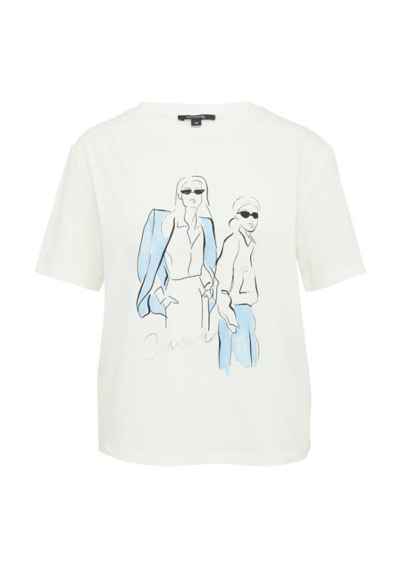 comma - T-Shirt im Relaxed Fit mit Frontprint weiß - Gr. - 38 von comma
