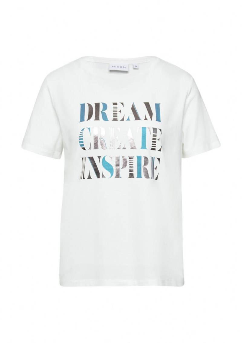 comma - T-Shirt mit Frontprint blau/weiß - Gr. - 44 von comma