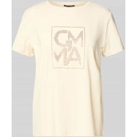 comma T-Shirt mit Label-Strasssteinbesatz in Sand, Größe 36 von comma