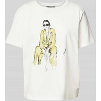 comma T-Shirt mit Motiv-Print in Weiss, Größe 40 von comma