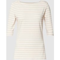 comma T-Shirt mit U-Boot-Ausschnitt in Beige, Größe 36 von comma