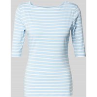 comma T-Shirt mit U-Boot-Ausschnitt in Bleu, Größe 42 von comma