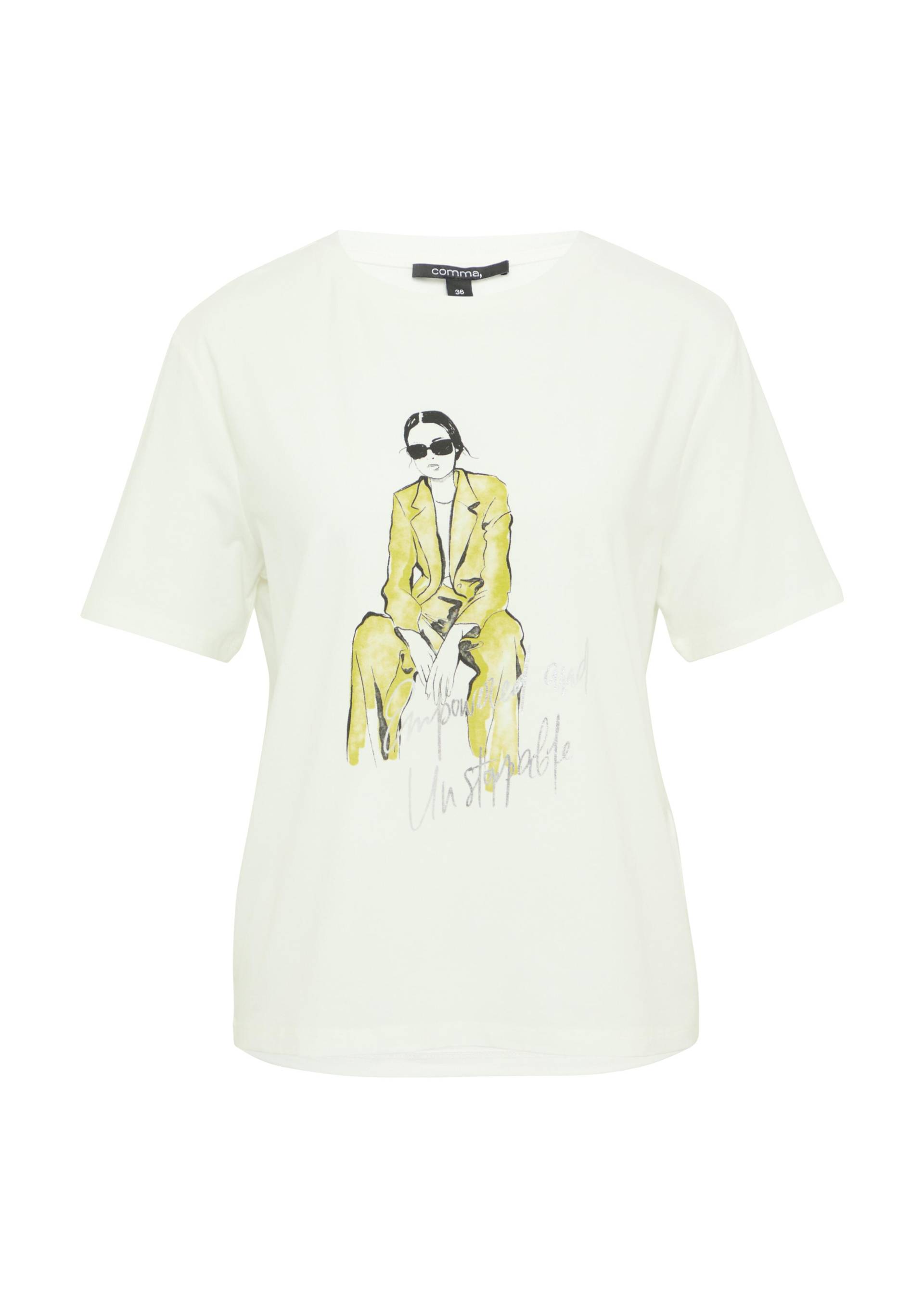 comma - T-Shirt weiß - Gr. - 46 von comma