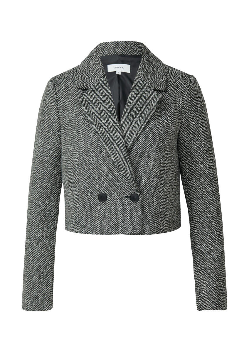 comma - Verkürzter Herringbone-Blazer schwarz/grau - Gr. - 34 von comma