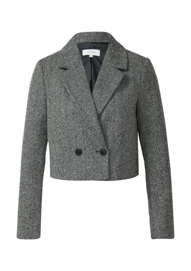 comma - Verkürzter Herringbone-Blazer schwarz/grau - Gr. - 34 von comma