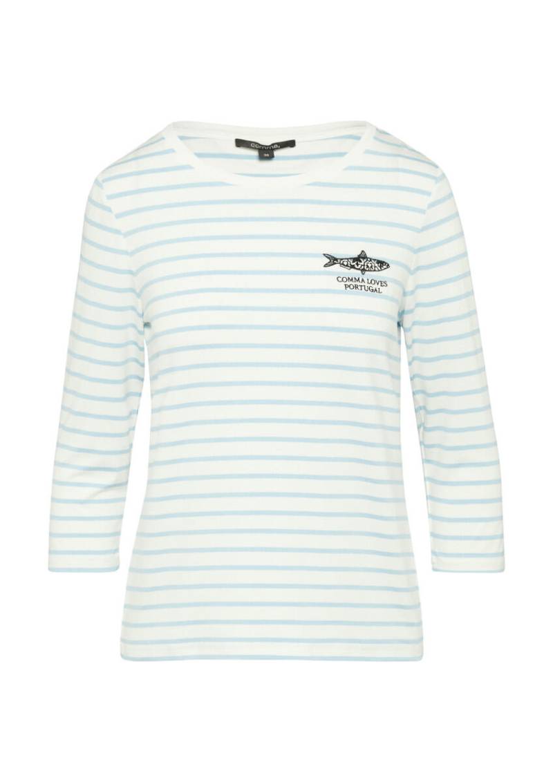 comma - Viskose-Shirt im Slim Fit blau/weiß - Gr. - 36 von comma